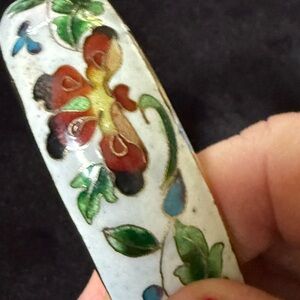 Vintage Enameled Flower Themed Bangle
